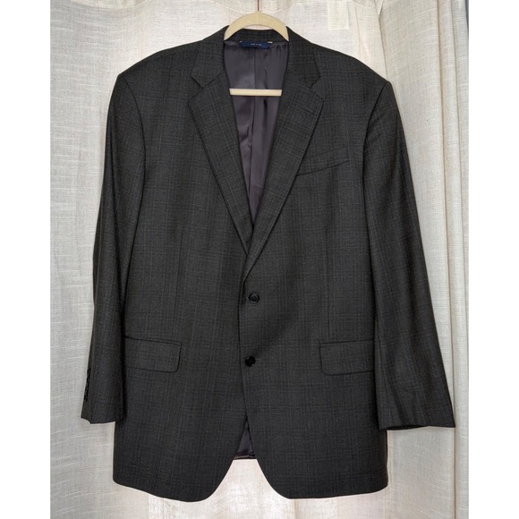 Brooks Brothers 1818 Madison Saxxon Wool Plaid Blazer Dark Gray Men's 46L/41W